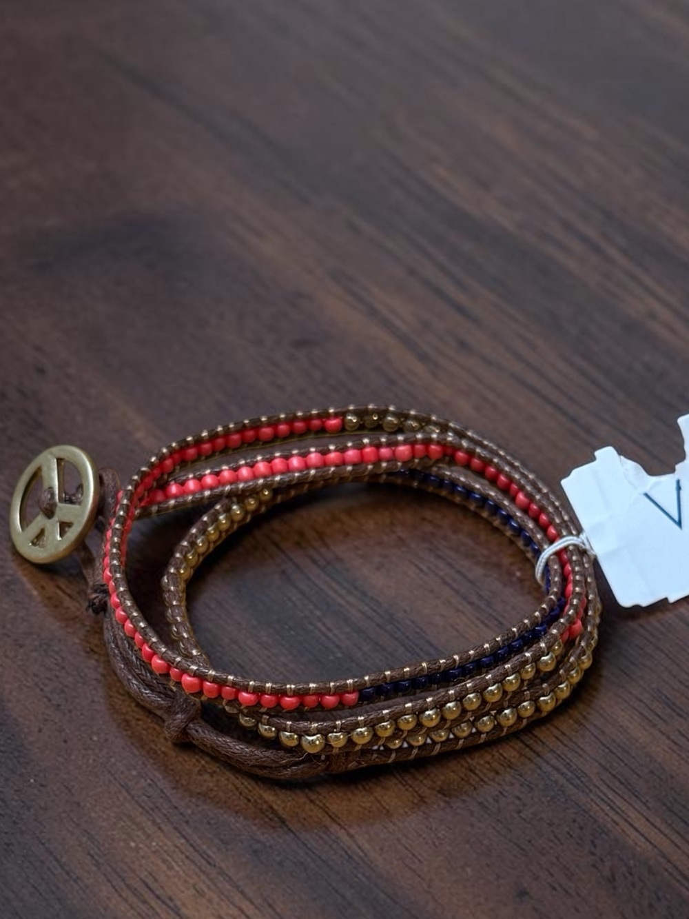 💖5/$25💖 BOHO WRAP AROUND BRACELET WITH ☮️ TOGGLE